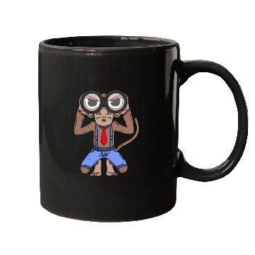 Discover Funny Monkey with Binoculars Design Mugs