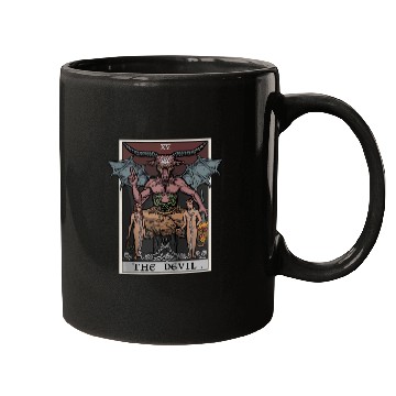 Discover The Devil Tarot Card Halloween Baphomet Satanic Ba Mugs