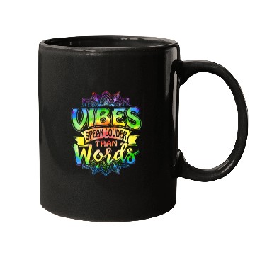Discover Retro Vibes Speak Louder Than Words Yoga Mandala R Mugs