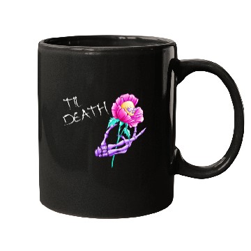 Discover Til Death Valentine Skeleton Hand Skull Flower Mugs