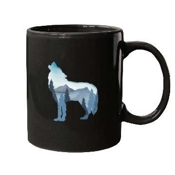 Discover Alpha Wolf Art - Nature Background Mugs