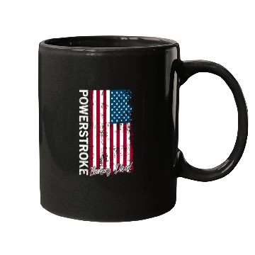 Discover Powerstroke Burning Diesel American Flag Usa Mugs