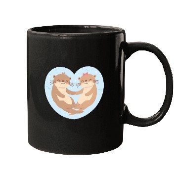 Discover Otter Couple In Love Blue Heart Mugs