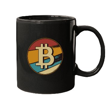 Discover Bitcoin retro sunset crypto design Mugs