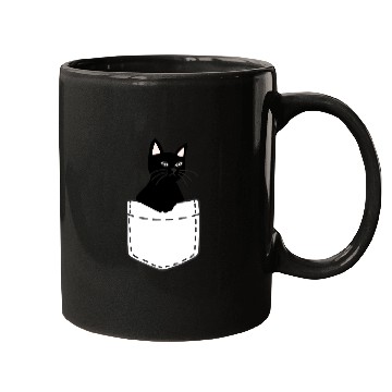 Discover Black Cat In A Pocket Mugs