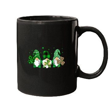Discover Three Gnomes Holding Shamrock Leopard Plaid Mugs