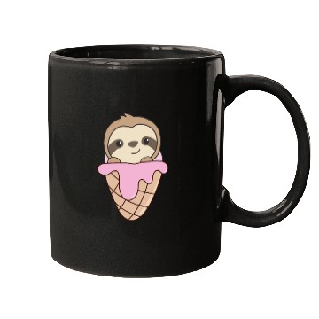 Discover Sloth Pink Ice Cream Waffle Cute Animals For Kids Mugs