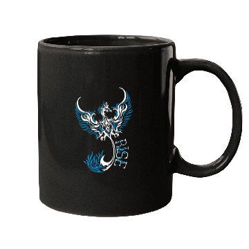 Discover PHOENIX Tattoo/Tribal art - White and Blue,, Mugs