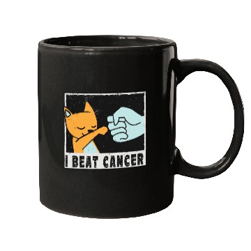 Discover cut little Cat Cancer Survivor I Beat Cancer Mugs