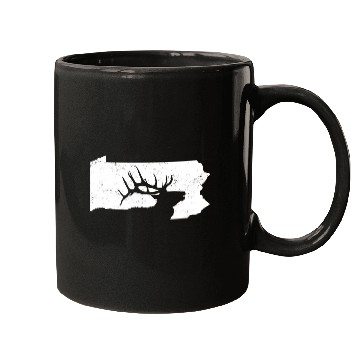 Discover Pennsylvania Elk Hunting Bull Elk PA State Shape Mugs