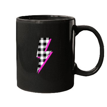 Discover Buffalo Plaid Lightning Bolt Pink Shadow Graphic P Mugs