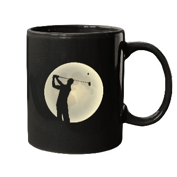Discover Golfer Silhouette Golf Golfer Moon Full Moon Mugs