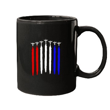 Discover V-22 Osprey Helicopter Red White Blue Contrails Mugs