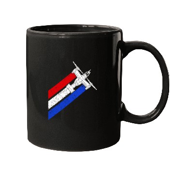 Discover V-22 Osprey Helicopter Red White Blue Contrails Mugs