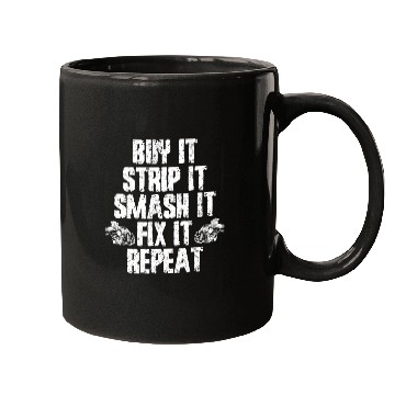 Discover Buy Strip Smash Fix Repeat Demolition Derby Car Mugs