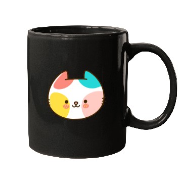 Discover Kawaii Cat Head Multicolored Mugs