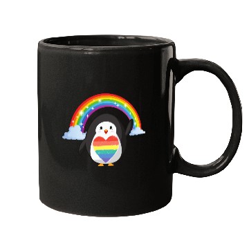 Discover LGBT Pride Heart Penguin Shiny Rainbow Mugs