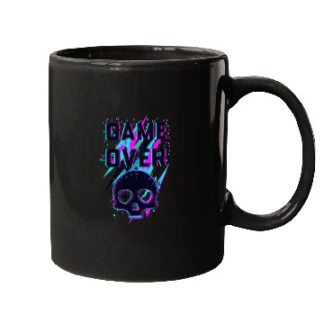 Discover Retro Game Over Purple Lightning Skull Mugs