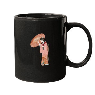 Discover Japanese woman in kimono in a watercolor Mugs