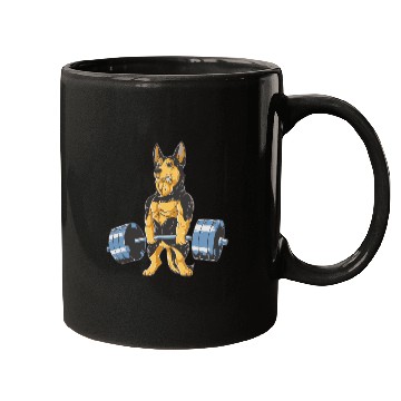 Discover German Shepherd Working Out Funny Doberman gym Mugs