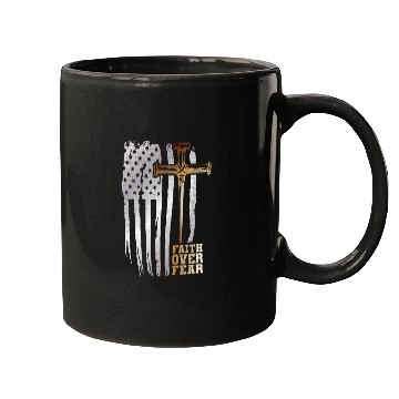 Discover Faith Over Fear Christian American Flag Mugs