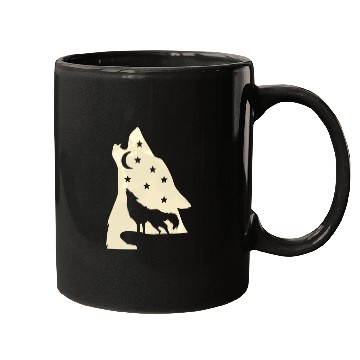 Discover Wolf silhouette howling wolf moonlight Mugs