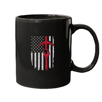 Discover Airplane Mechanic US Flag Aviation Technician Gift Mugs