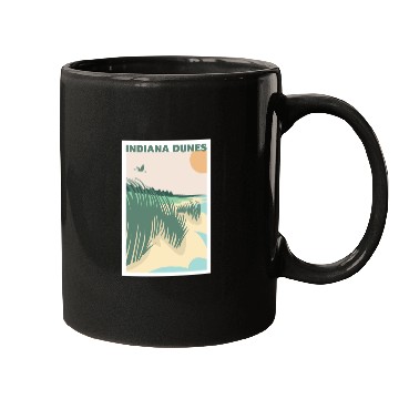 Discover Grass Sunset Indiana Dunes Poster Mugs