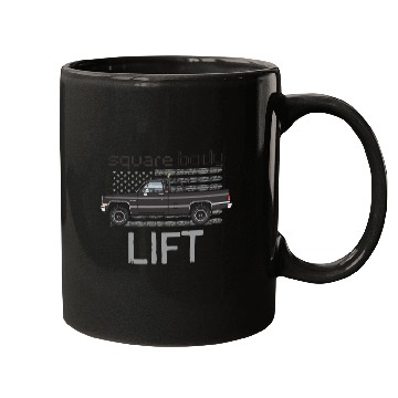 Discover Square Body Lift Black Mugs