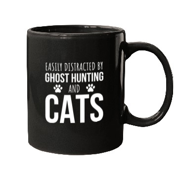 Discover Easily Distracted By Ghost Hunting And Cats Mugs