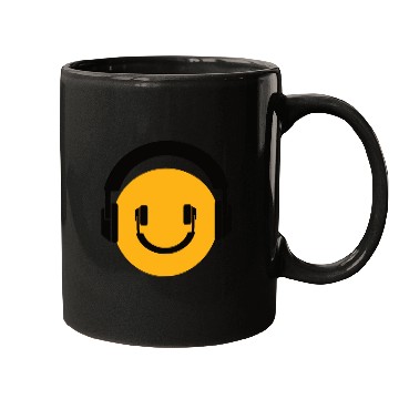 Discover Happy Face Headphones Mugs