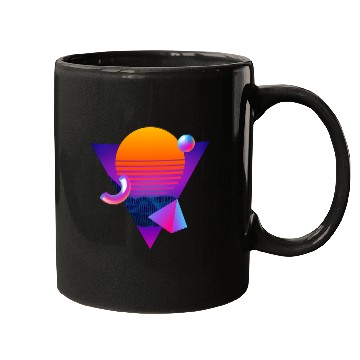 Discover Neon sunset, geometric figures Mugs
