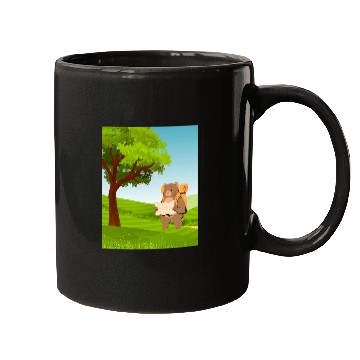 Discover Hiking Bear with Map Under a Tree Mugs