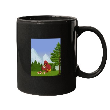 Discover Cardinal Bird Foraging Collecting Mushrooms Mugs