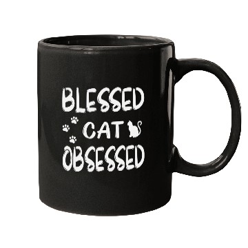 Discover blessed cat obsessed Mugs