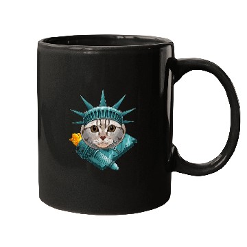 Discover Statue Of Liberty Scottish Fold 4th Of July Cat US Mugs
