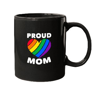 Discover Proud Mom Colorful Heart LGBTQ Rainbow Flag Mugs
