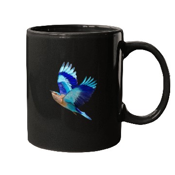 Discover Flying Blue Indian Roller Bird Mugs