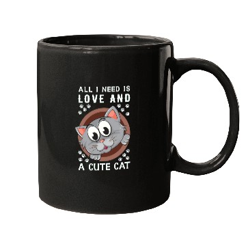 Discover All i need is love and cute cat Mugs