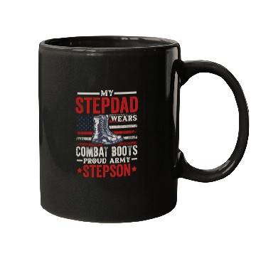 Discover My Stepdad Wears Combat Boots Proud Army Step Son Mugs