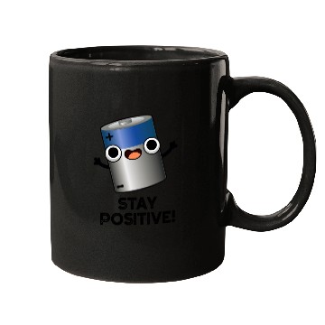 Discover Stay Positive Funny Battery Pun Mugs
