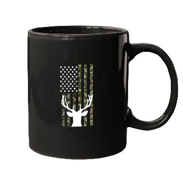 Discover Hunting 4th of July USA Flag Camo Deer Hunter Mugs