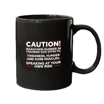 Discover Caution! Marathon Runner In Training Runner Mugs