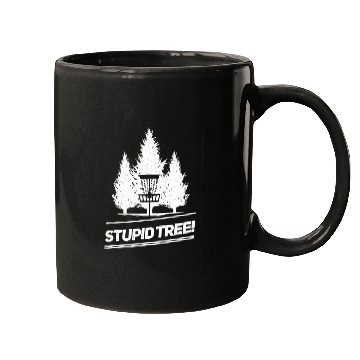 Discover Funny Disc Golf Stupid Tree Distressed Frisbee Mugs