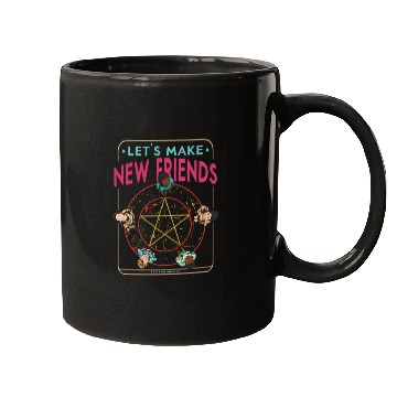 Discover Let's Make New Friends, Retro Occult Wiccan Mugs
