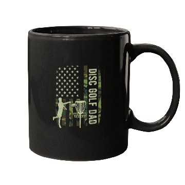Discover Disc Golf Dad Camouflage American Flag Fathers Day Mugs