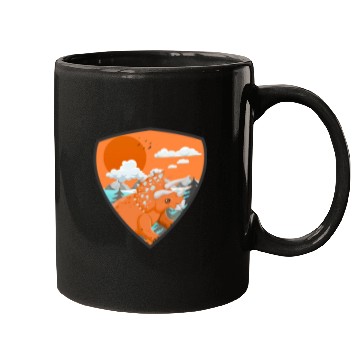Discover triceratops predators in mountains Mugs