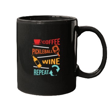 Discover Coffee Pickleball Wine Repeat for Men Women Mugs