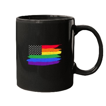 Discover LGBTQ American Flag Colorful Lesbian Gay Pride Mugs