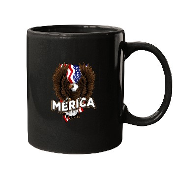 Discover Merica 4th of July Bald Eagle USA American Fla Mugs